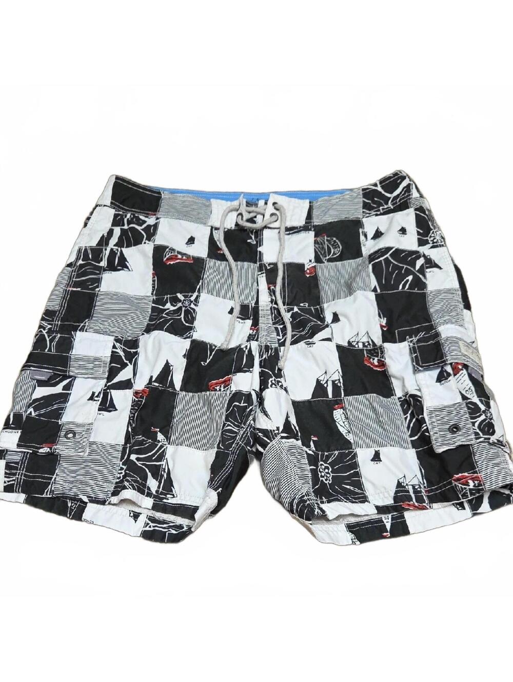 J. Crew | Black and White Patchwork Board Shorts | 34